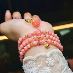 Chuỗi đá đào hoa 5mm mix charm v18k