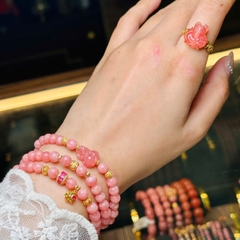 Chuỗi đá đào hoa 5mm mix charm v18k