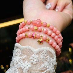 Chuỗi đá đào hoa 5mm mix charm v18k