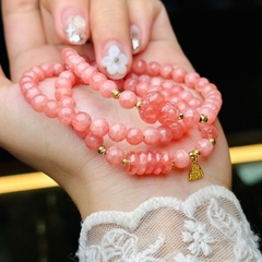 Chuỗi đá đào hoa 5mm mix charm v18k