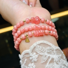 Chuỗi đá đào hoa 5mm mix charm v18k