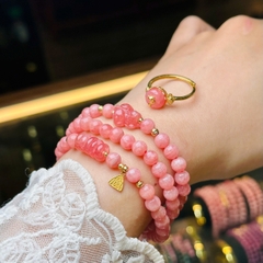 Chuỗi đá đào hoa 5mm mix charm v18k