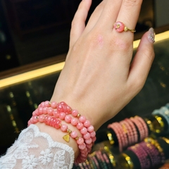 Chuỗi đá đào hoa 5mm mix charm v18k