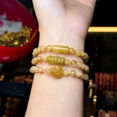 Thạch anh tóc vàng 6,5mm mix charm tóc vàng chặn v18k