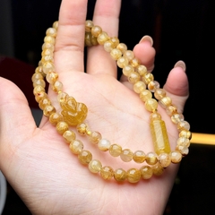 Thạch anh tóc vàng 6,5mm mix charm tóc vàng chặn v18k