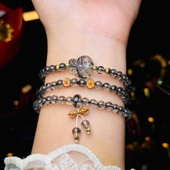 Thạch anh tóc đen 5li mix charm bạc mạ