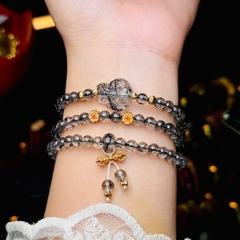 Thạch anh tóc đen 5li mix charm bạc mạ