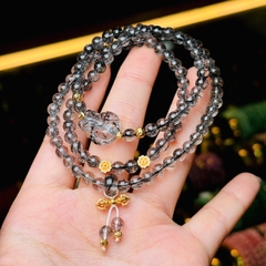 Thạch anh tóc đen 5li mix charm bạc mạ