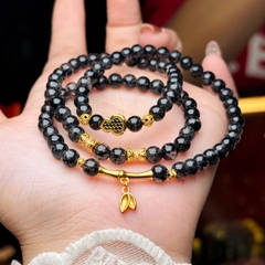 Thạch anh tóc đen 5.6li mix charm bạc mạ