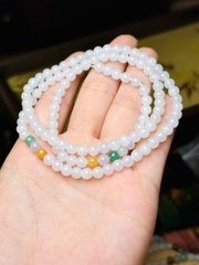 Chuỗi Phỉ Thuý Trắng Điểm Đa Bảo 5li – Vẻ Đẹp Ngũ Sắc & May Mắn