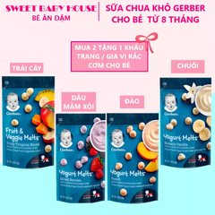 Sữa chua khô Gerber vị Dâu Mâm Xôi - Sữa chua khô cho bé ăn dặm. Date 2021(mẫu mới)