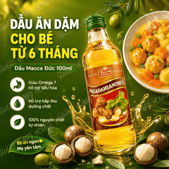 Dầu óc chó - Omega - Macca Đức 100ml - Dầu ăn dặm cho bé từ 6 tháng - Sweet Baby House