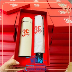 Bộ quà tặng bình nước và ô dù Báo Nhân Dân