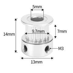 Pulley GT2 16 răng bản 6mm trục 5mm