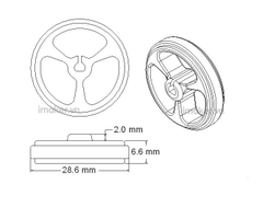 Bánh xe động cơ GA12-N20 đường kính 34mm