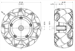 Cặp bánh xe Mecanum màu đen đường kính 97mm