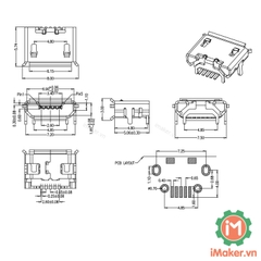 Cổng USB Micro-B 2.0 Đầu Cái 5 chân SMD V1