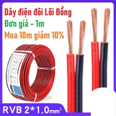 Dây điện đôi đỏ đen 2 dây RVB 2x1mm - 1 mét