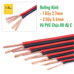 Dây điện đôi đỏ đen 2 dây RVB 2x1mm - 1 mét