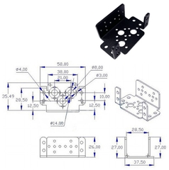 Gá động cơ Servo 58x37mm Cao 26mm