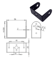 Gá động cơ Servo chữ U 56x26mm Cao 43mm