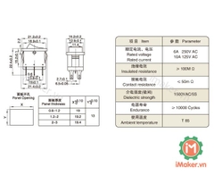 KCD1-6P công tắc ON-OFF 6Pin 10A màu Đen