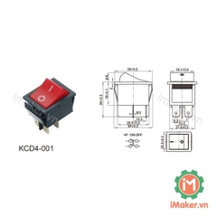 KCD4-4P công tắc ON-OFF màu đỏ 4 chân 15A