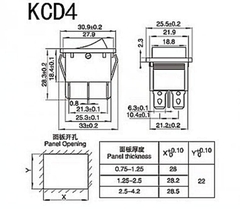 KCD4-6P công tắc ON-OFF màu đỏ 6 chân 16A có LED