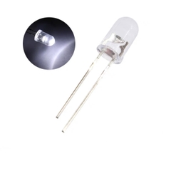 LED Trắng 5mm siêu Sáng chân dài 18mm (gói 10 con)