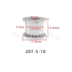 Pulley ròng rọc GT2 Có Răng - Trục 5mm Bản 10mm