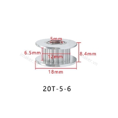 Pulley ròng rọc GT2 Có Răng - Trục 5mm Bản 6mm