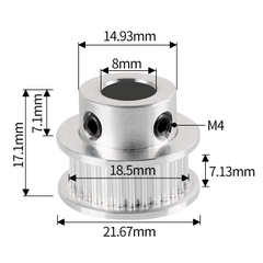 Pulley GT2 30 răng bản 6mm trục 8mm