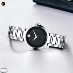 Đồng Hồ Nữ Movado Quartz Modern Classic 0607101 Dây Thép Trắng Mặt Đen