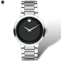 Đồng Hồ Nam Movado Quartz Modern Classic 0607119 Dây Thép Trắng Mặt Đen