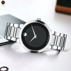 Đồng Hồ Nam Movado Quartz Modern Classic 0607119 Dây Thép Trắng Mặt Đen