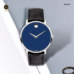Đồng Hồ Nam Movado Quartz 0607197 PRESAGE Dây Da Đen Mặt Xanh Lam Sapphire.