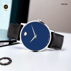 Đồng Hồ Nam Movado Quartz 0607197 PRESAGE Dây Da Đen Mặt Xanh Lam Sapphire.