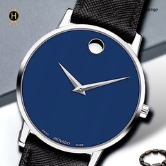 Đồng Hồ Nam Movado Quartz 0607197 PRESAGE Dây Da Đen Mặt Xanh Lam Sapphire.