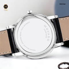 Đồng Hồ Nam Movado Quartz 0607197 PRESAGE Dây Da Đen Mặt Xanh Lam Sapphire.