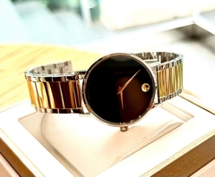 Đồng Hồ Nam Movado Quartz 0607217 Dây Thép Demi Gold Mặt Đen.