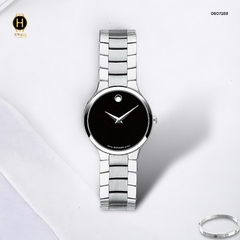 Đồng Hồ Nữ Movado Quartz 0607288 Dây Thép Trắng Mặt Đen.