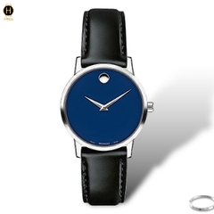 Đồng Hồ Nữ Movado Quartz Classic Museum 0607318 Dây Da Mặt Xanh Lam