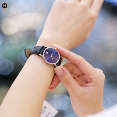 Đồng Hồ Nữ Movado Quartz Classic Museum 0607318 Dây Da Mặt Xanh Lam