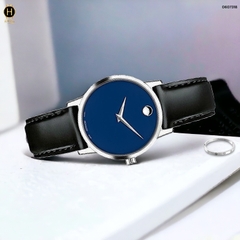 Đồng Hồ Nữ Movado Quartz Classic Museum 0607318 Dây Da Mặt Xanh Lam