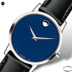 Đồng Hồ Nữ Movado Quartz Classic Museum 0607318 Dây Da Mặt Xanh Lam