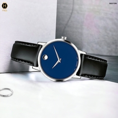 Đồng Hồ Nữ Movado Quartz Classic Museum 0607318 Dây Da Mặt Xanh Lam