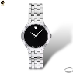 Đồng Hồ Nữ Movado Quartz 0607418 Veturi Dây Thép Mặt Đen