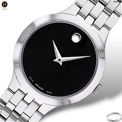 Đồng Hồ Nữ Movado Quartz 0607418 Veturi Dây Thép Mặt Đen