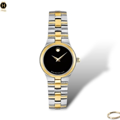 Đồng Hồ Nữ Movado Quartz 0607445 Juro Museum Dây Thép Demi Vàng Mặt Đen