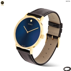 Đồng Hồ Nam Movado Quartz Signature 0607743 Dây Da Mặt Xanh Lam